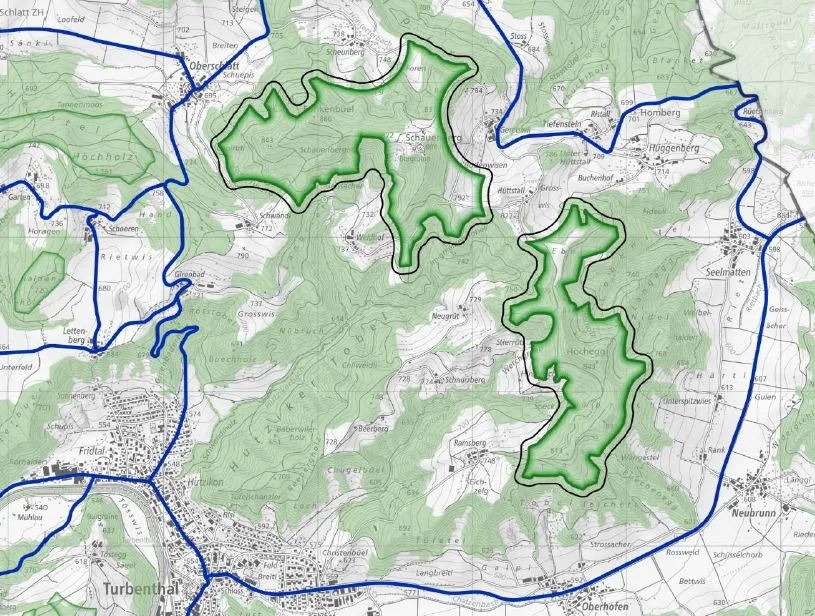 Karte des Windpotenzialgebiets Schauenberg von 2024.
